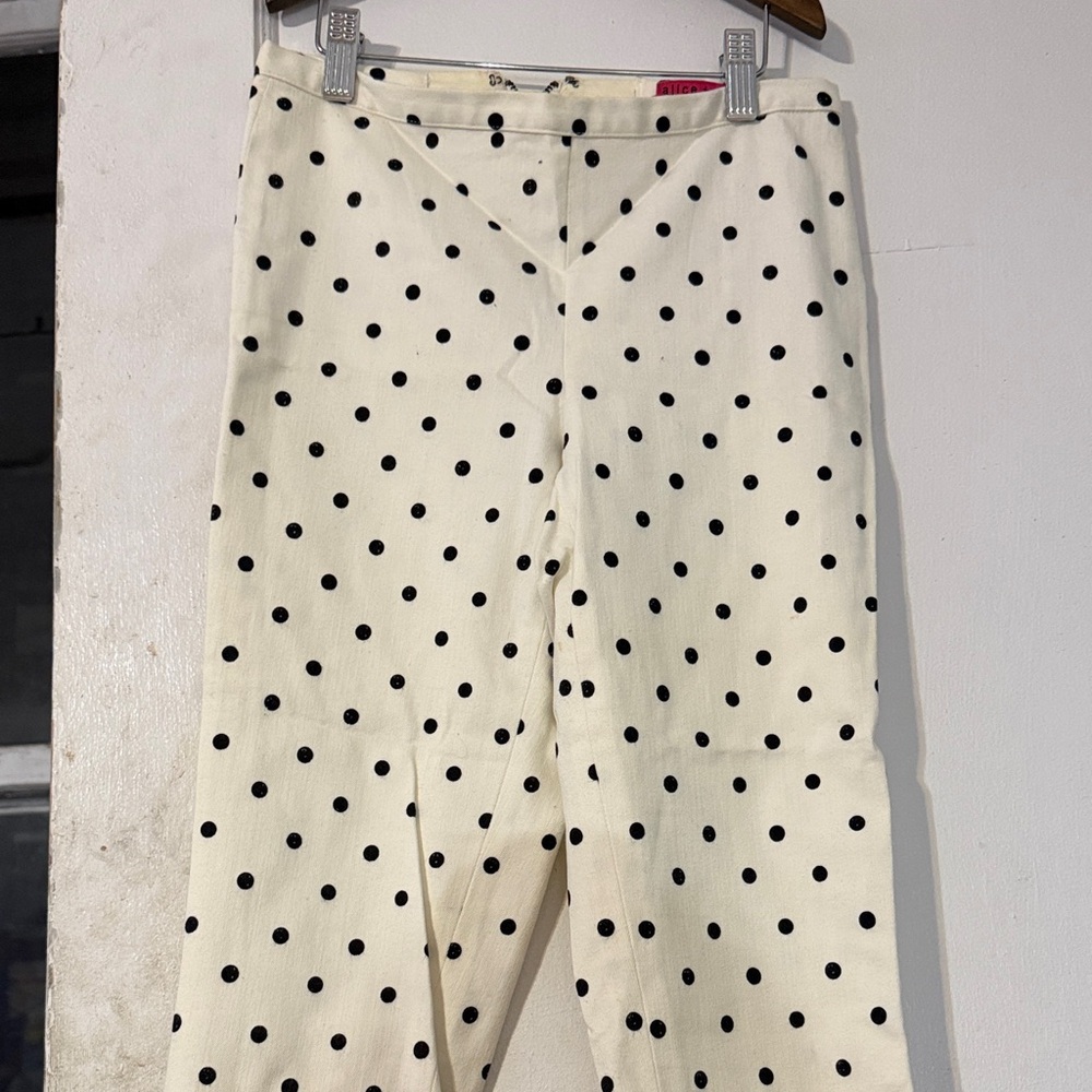 Alice + Olivia Cream Polka Dot Pants